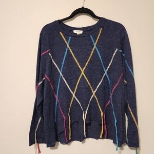Umgee sweater size S Blue multi color tassels